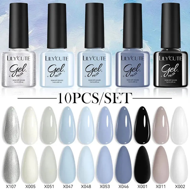 10PCS/Set Gel Nail Polish Brown Earth Coffee Color Series Gel Semi Permanent UV LED Gel Nail Art Soak Off Nail Gel Set - Shop & Buy