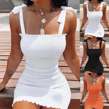 Load image into Gallery viewer, Trendy Solid Strap Short White Dresses Off Shoulder Sexy Skirt Pullover Sheath Mini Summer Beach Female Vest Dress
