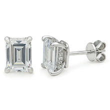 Load image into Gallery viewer, Total 4 Carats Emerald Cut Moissanite Earring For Women Solid 925 Sterling Silver Stud Earrings
