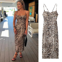 Load image into Gallery viewer, Summer New Fashion Sexy Backless Animal Print Midi Suspender Dress
