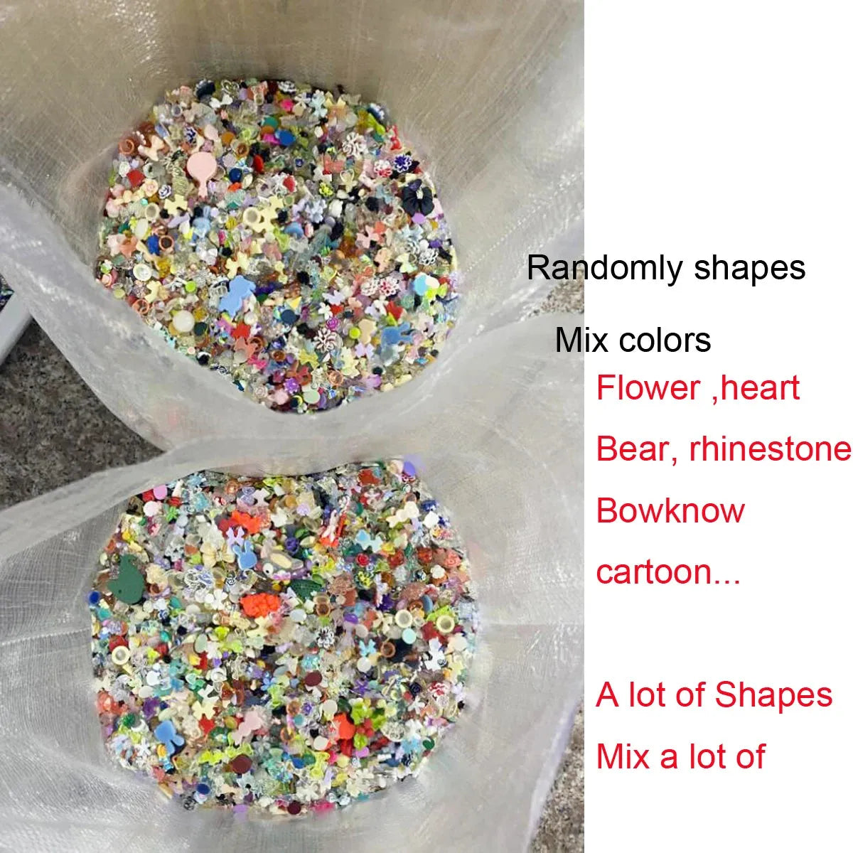 500-600pcs Bow Flower Nail Art Resin Decorations Mix Shapes Nail Charms Press on Manicure Supplies - Shop & Buy