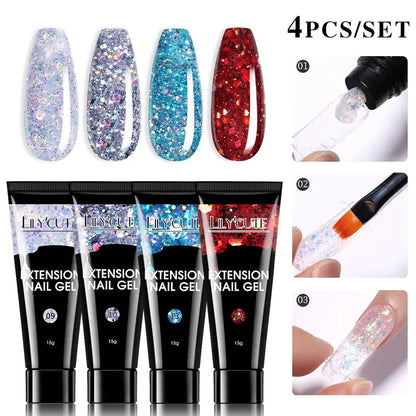 15ml Extension Gel Nail Polish Set Quick Nail Prolong With Extend Mold Nail Tips Acrylic Solution Manicure Tools Kit - Shop & Buy