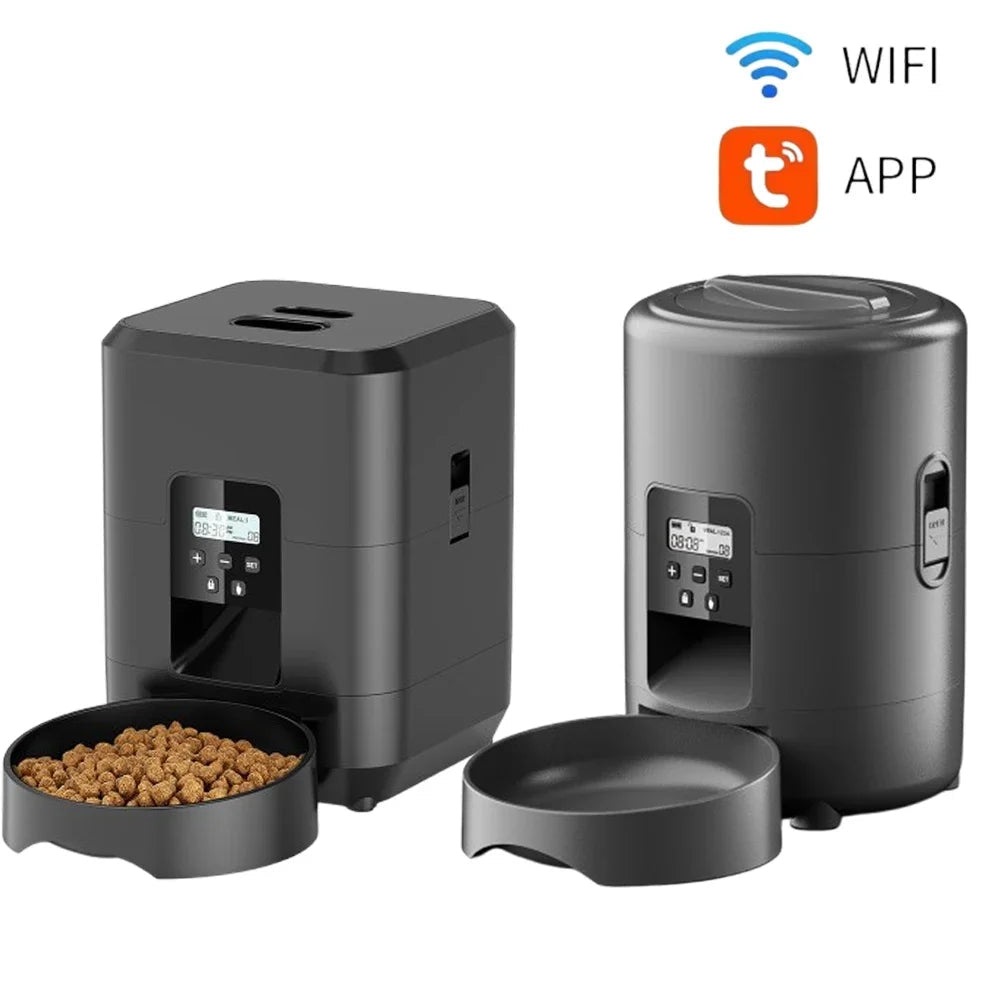 Automatic Pet Feeder Button / WiFi Version Auto Cat Food Dispenser Accessories Smart Control Pet Feeder For Cats Dog