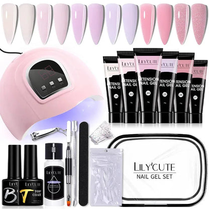 15ML Manicure Set Quick Nail Extension Gel With 6W UV Lamp Dryer Finger Extend Mold Slip Solution Nail Art Tools Kit - Shop & Buy