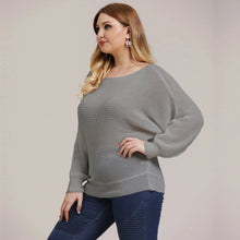 Load image into Gallery viewer, Winter Batwing Sleeve Plus Size Sweater Women Grey Large Pullover Ladies Loose Oversize Jumper Big Jerseys Curvy Knitwear
