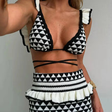 Load image into Gallery viewer, Ladies Striped Knitted Beach Skirt Sets Women Suit Sexy Backless Slim Bohemian Outfits
