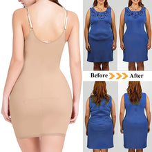 Load image into Gallery viewer, Women&#39;s Full Slip Adjustable Spaghetti Strap Camis Mini Dress Deep V Neck Underbust Push Up Breast Underdress Smooth Body Shaper
