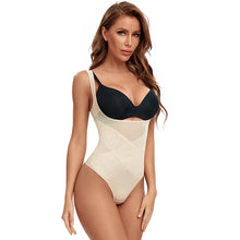 Load image into Gallery viewer, Thongs Bodysuit Shapewear Women Tummy Control Slimming Body Shaper Criss Cross Mesh Underwear Flat Belly Underbust Waist Trainer
