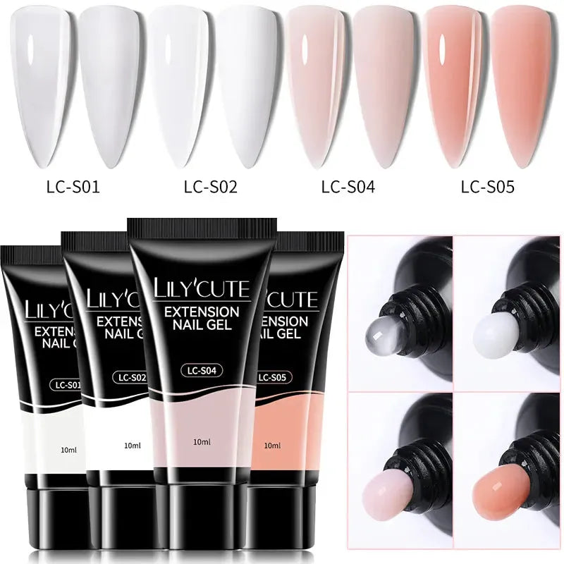 4PCs/Set Nail Extension UV Nail Gels Set Clear Nude Semi-permanent Quick Extension Set Nail Art Acrylic Gel Polish - Shop & Buy