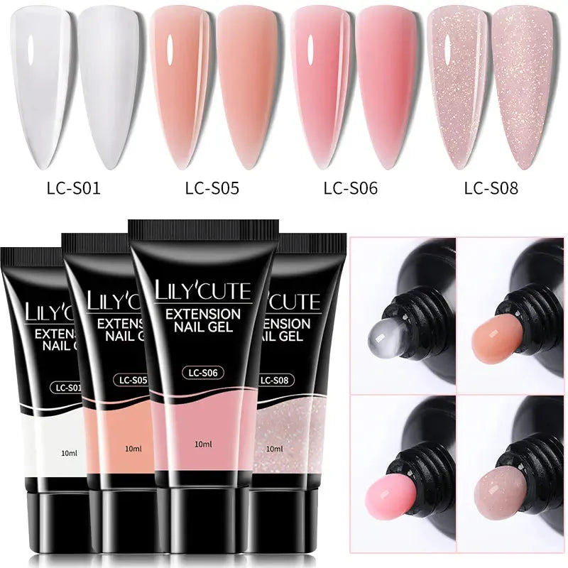 4PCs/Set Nail Extension UV Nail Gels Set Clear Nude Semi-permanent Quick Extension Set Nail Art Acrylic Gel Polish - Shop & Buy