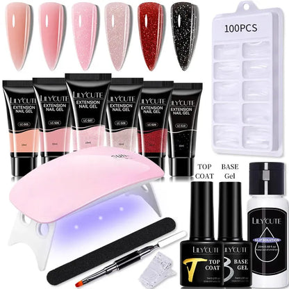 10ML Extension Nail Gel Set Manicure Set With 6W UV Lamp Finger Extend Mold Nail Kit Nail Art Quick Extension Tool Kit - Shop & Buy