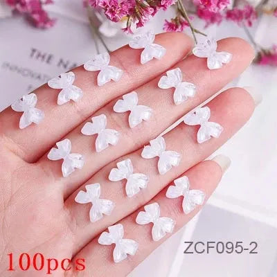 500-600pcs Bow Flower Nail Art Resin Decorations Mix Shapes Nail Charms Press on Manicure Supplies - Shop & Buy