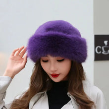 Load image into Gallery viewer, Big Fluffy Faux Fur Bucket Hat For Women Luxury Plush Fisherman Hat Warm Winter Hat Thicken Cold Snowy Day Panama Cap
