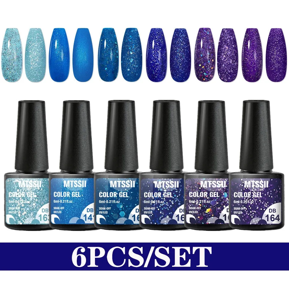 6PCS/SET Color Nail Gel Polish Set Kits  Base Top Coat  Varnish Soak Off UV Gel LED Semi Permanent All For Manicure Nail Art - Shop & Buy