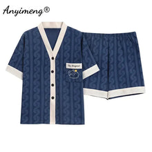 Load image into Gallery viewer, 5XL Summer Plus Size Kimono Cardigan Women Pajama Knitted Cotton Nightwear Cute Printing Sleepwear
