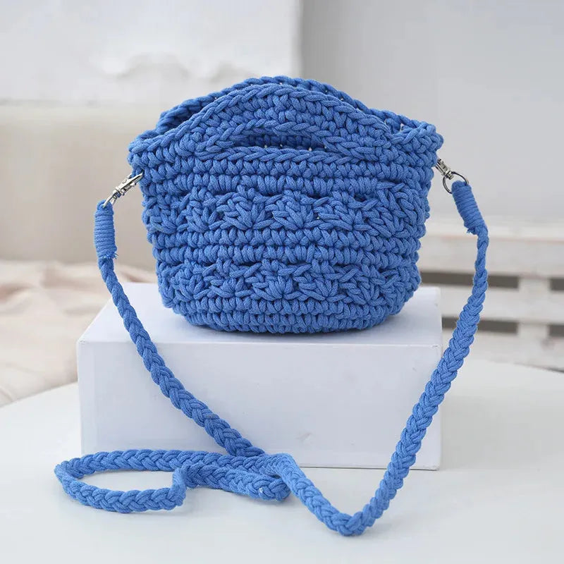 Women's Designer Bag Crochet Cross Shoulder Bag Soft Cotton Fabric Woven Aesthetic Fashion Casual Small Handbags - Shop & Buy