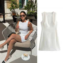 Load image into Gallery viewer, Summer new French temperament commuter style white sleeveless short dress
