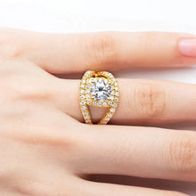 Load image into Gallery viewer, 2 Carat D Color All Moissanite 925 Sterling Silver Woman Ring Yellow Color Engagement Wedding Fine Jewelry
