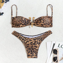 Load image into Gallery viewer, Sexy Leopard Print Two Piece Bikini Set for Women New Women&#39;s Suspender Backless Swimsuit
