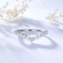 Load image into Gallery viewer, Moissanite Wedding Band Solid 925 Sterling Silver V Curved Half Eternity Band Rings
