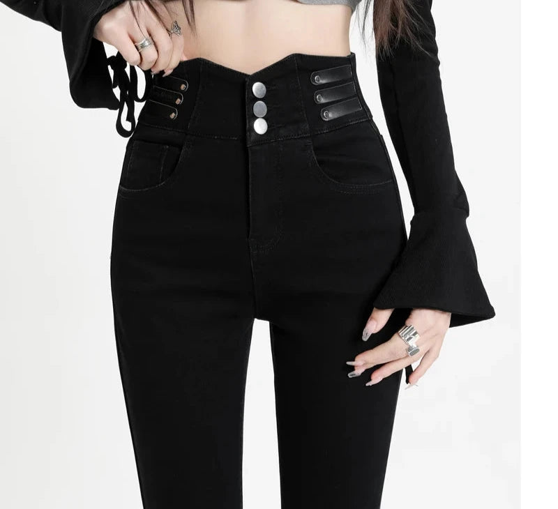 Woman Jeans Vintage High Waist Women Skinny Pencil  Slim Stretch Denim Pants Tight Trousers