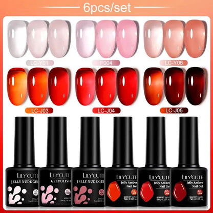 6PCS/SET Color Nail Gel Polish Set Kits Base Top Coat Varnish Soak Off UV Gel LED Semi Permanent All For Manicure - Shop & Buy