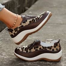 Load image into Gallery viewer, Women&#39;s Leopard Print Wedge Sneakers Fashion Front Zipper Platform Vulcanized Shoes
