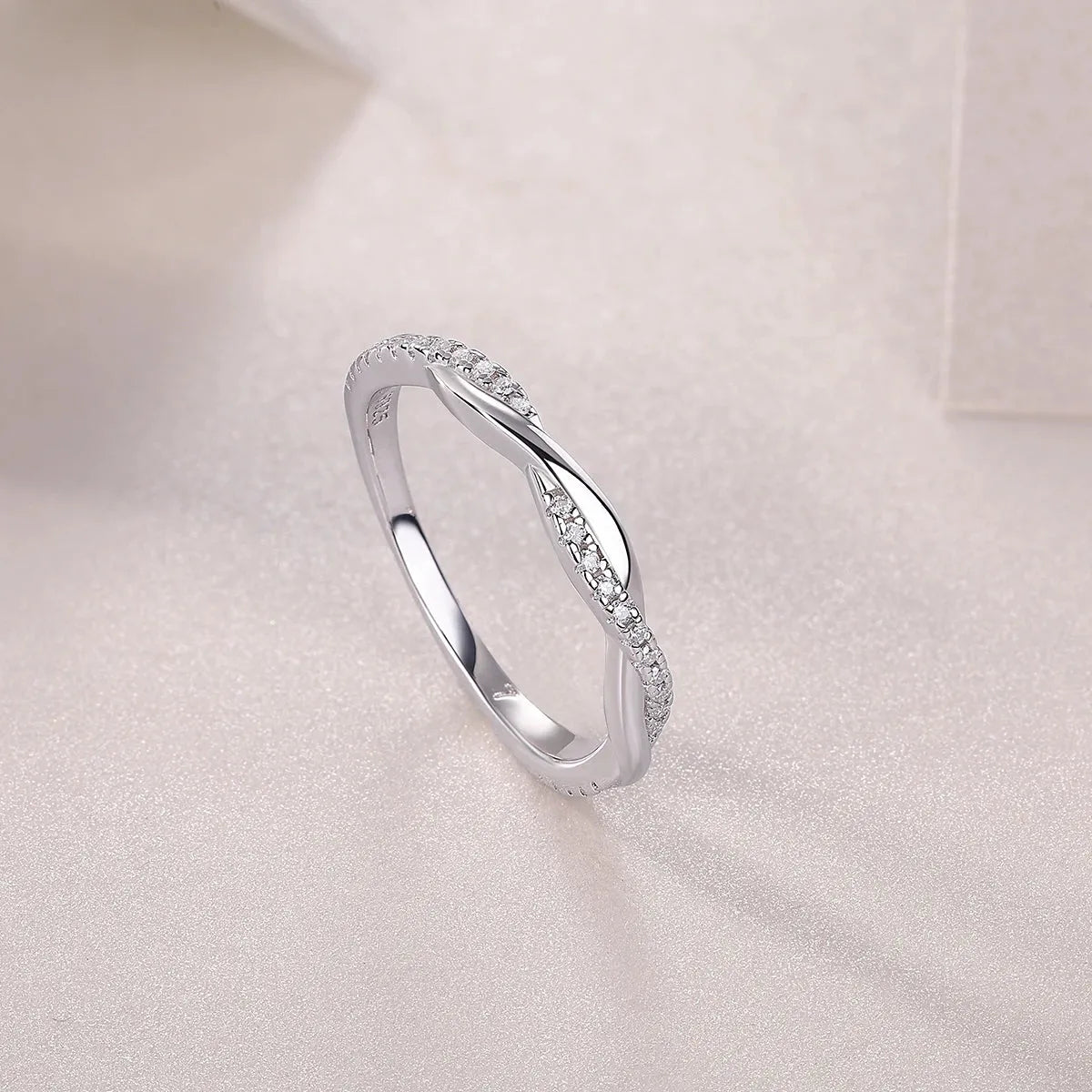 Womens Moissanite Eternity Band, 925 Sterling Silver Twist Infinity Wedding Band Ring Anniversary Gift For Her - Shop & Buy