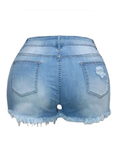 Load image into Gallery viewer, Plus Size shorts Bead Decor Raw Edge Denim Shorts Women Fashion Denim Shorts
