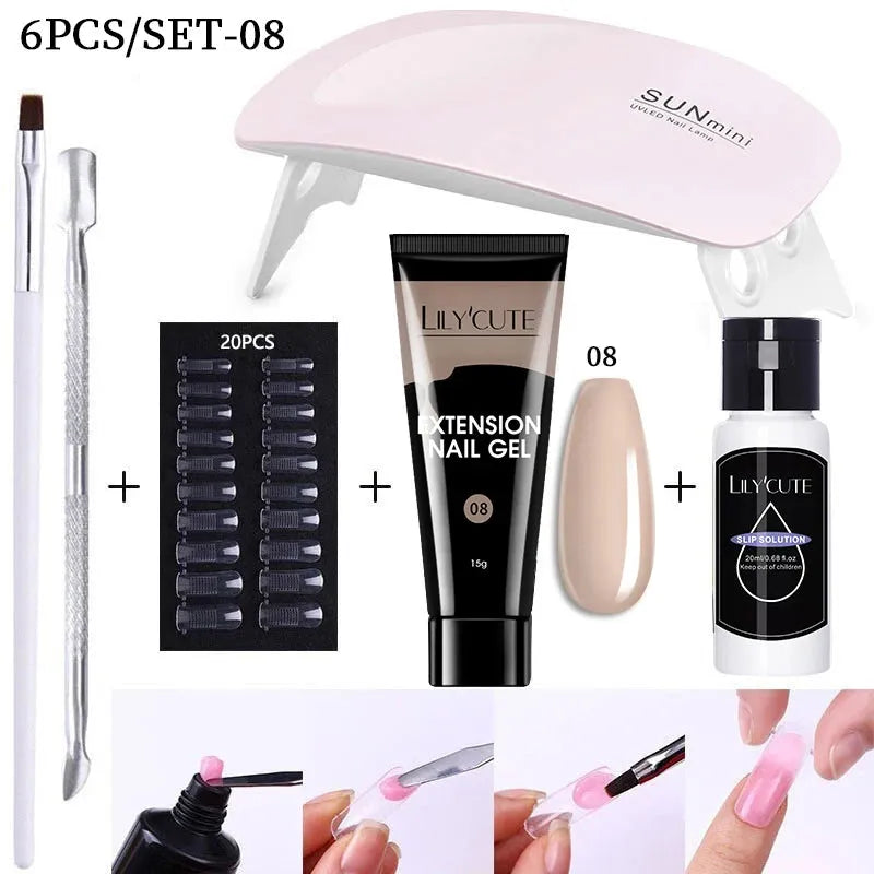 Nail Gel Set 6W LED Lamp Full Manicure Set Vernis Semi Permanent Quick Extension Nail Kit Gel Set For Nails Tool Kit - Shop & Buy