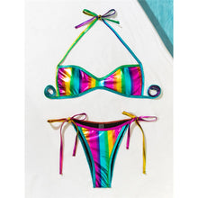 Load image into Gallery viewer, Rainbow Halter Strappy High Leg Cut Bikini Female Swimsuit Women Swimwear Two-pieces Bikini set Bather Bathing Suit
