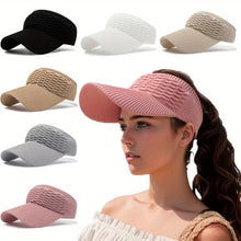 Load image into Gallery viewer, Solid Color Knitted Visor Hats Trendy Breathable Elastic Sun Hat Casual Running Visors For Women daily uses
