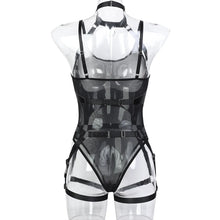 Load image into Gallery viewer, Bdsm Lingerie Mesh Bodysuit With Leather Halter Harness Bondage Porn Fantasy Clothing Naked Babydoll Erotic Costume
