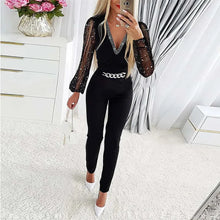 Load image into Gallery viewer, Jumpsuits Women One Piece V Neck Full Sleeve Tight High Waist Overalls
