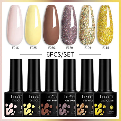 6PCs/Set Thermal Gel Nail Polish Set Winter Temperature Changing Gel Nail Set Semi Permanent Soak Off Nail Art Kit - Shop & Buy