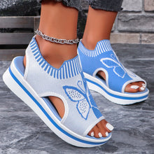 Load image into Gallery viewer, Lightweight Knitted Wedge Sandals Women Fashion Butterfly Pattern Platform Sandles
