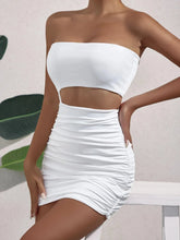 Load image into Gallery viewer, Women Sexy Backless Sleeveless Mini Dress Strapless White Hollow Out Party Pleated Bodycon Short Dresses
