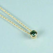 Load image into Gallery viewer, Dark Emerald CZ 925 Sterling Silver Boho Style Necklace-Iridescent Gemstone Bezel Minimalist Necklace Gift For Her
