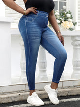 Load image into Gallery viewer, Plus Size Women&#39;s Imitation Jeans Leggings Vintage Wash Design Mid-Waisted Knit Pants
