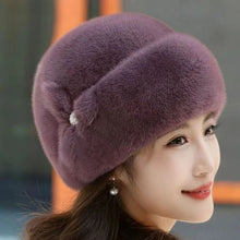 Load image into Gallery viewer, New Mom Style Hat Women&#39;s Winter Artificial Mink Hair Top Hat Fashion Leather Warm Hat
