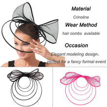 Load image into Gallery viewer, Big Fascinators Hat For Women Weddings Amazing Headwear With Bow For Party Kenducky Royal Asscot Pillbox Cap
