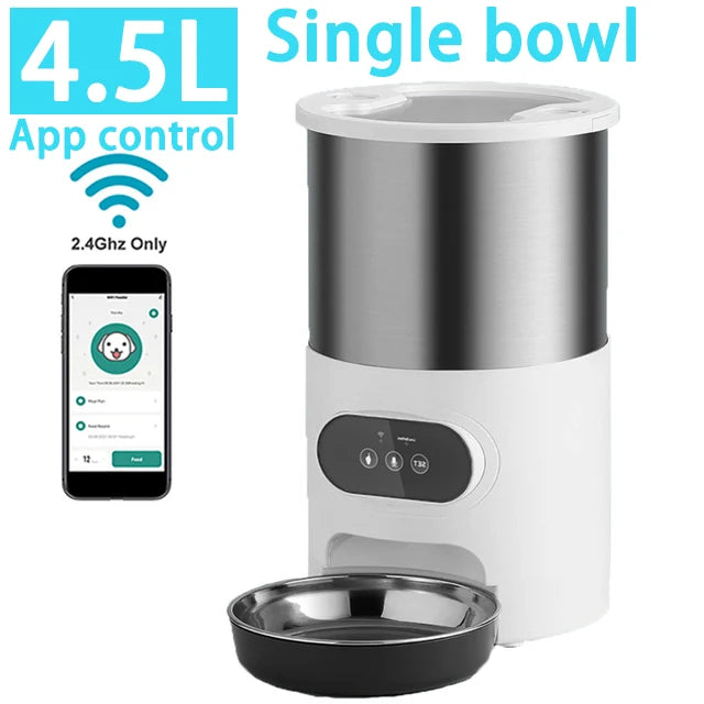 Smart APP Cat Feeder Cat Timing Feeder With Double Meal Pet Dog Food Automatic Dispenser Suitable Small Cats Dogs Remote Feeding