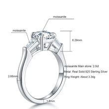 Load image into Gallery viewer, All Moissanite Engagement Rings For Women Three Stone Solid 925 Silver Cushion Cut
