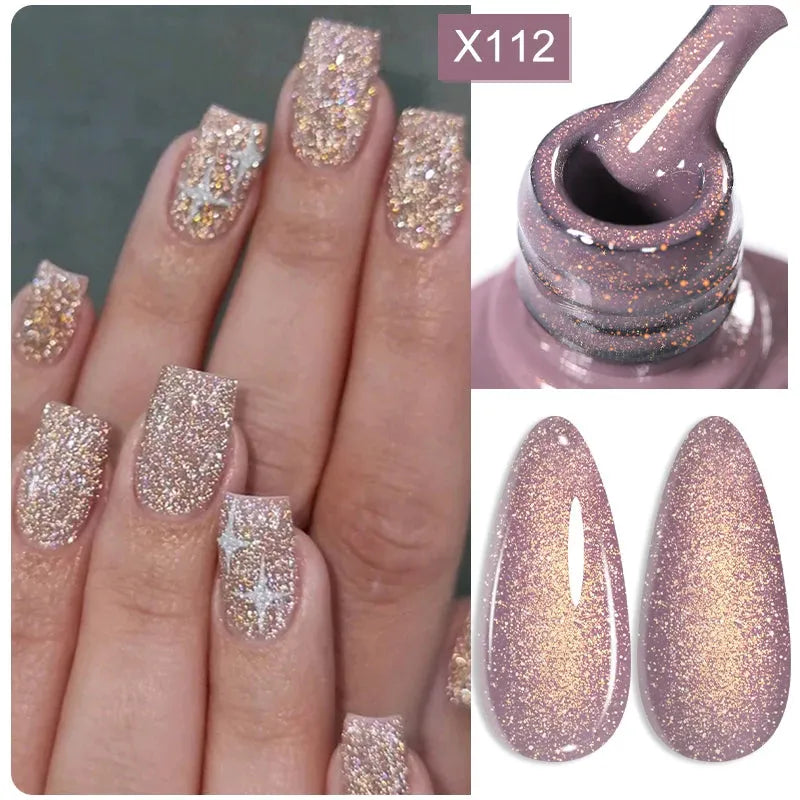 6PCs/Set Gel Nail Polish Set Kit Glitter Nail Gel Sequin Vernis Semi Permanent For Manicure Varnish UV LED Nail Art Gel - Shop & Buy