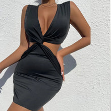 Load image into Gallery viewer, Sexy Tight Summer Ruffle Short Club Dress Hollow Out Black Bodycon Dresses Evening Women Mini Dress
