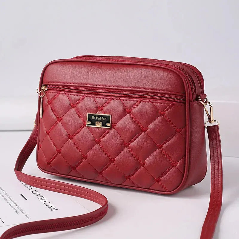 Women's One Shoulder Small Square Handbag New Cross Border Foreign Trade Lingge PU Crossbody Versatile Small Messenger Bag - Shop & Buy