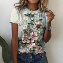 Load image into Gallery viewer, Women&#39;s T-shirts Fashion Floral Theme T Shirt Floral Plants Tees Summer Clothing
