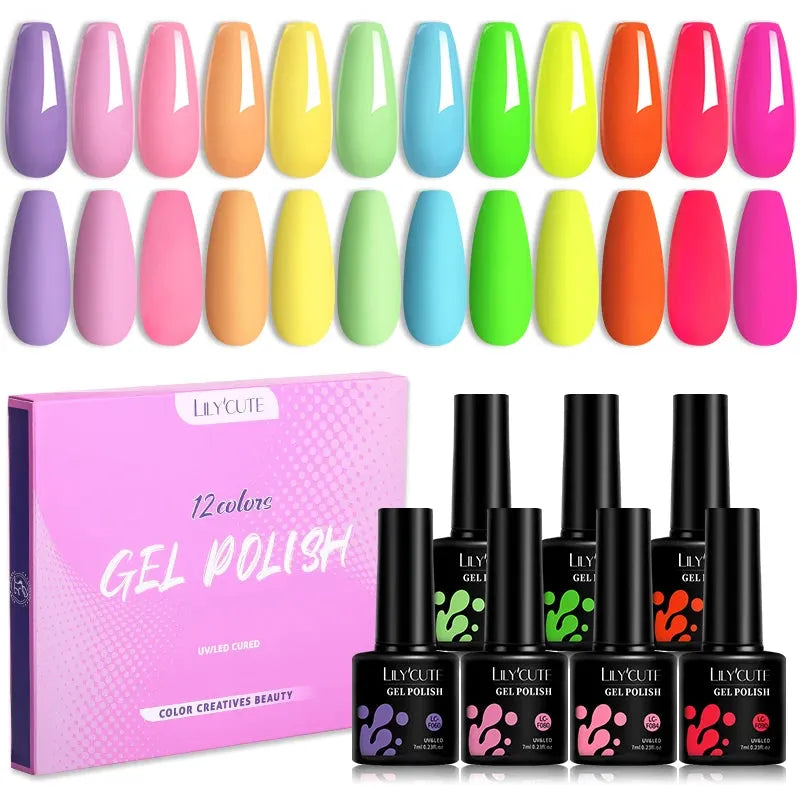 12PCs 7ml Spring Macaron Nail Gel Polish Set Semi Permanent UV Gel For Manicure Soak Off Gel Nail Polish Kit Varnishes - Shop & Buy