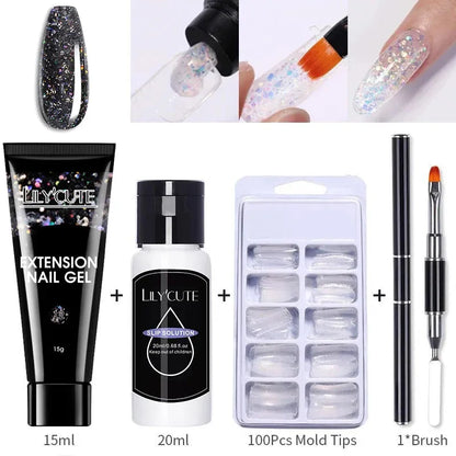 Extension Gel Nail Polish Kit Quick Extension Manicure Gel Set Finger Extend Mold Nail Brush Nail Art Tool Set Supplies - Shop & Buy