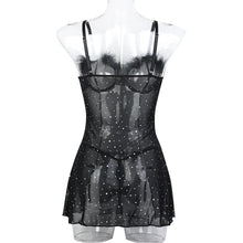 Load image into Gallery viewer, Night Dress Glitter Onlyfans Dresses Split Mini Clothes For Sex Black Sleepwear Fantasy Clothing
